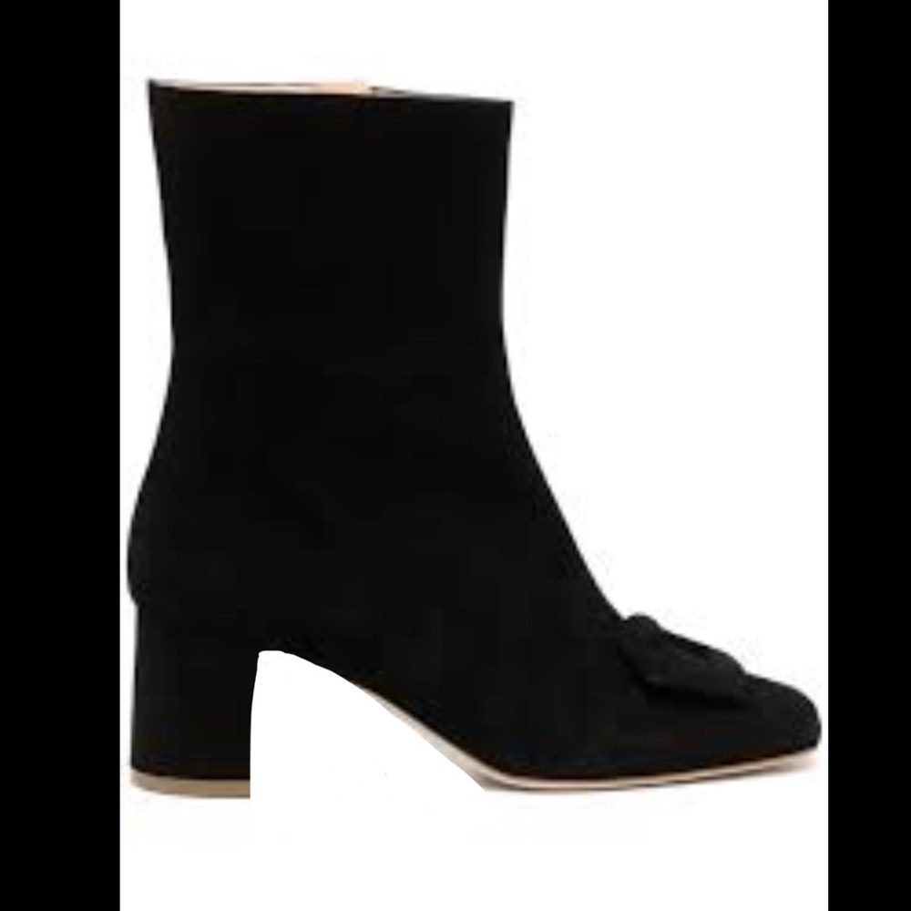 Black Suede Bowtie Toe Booties